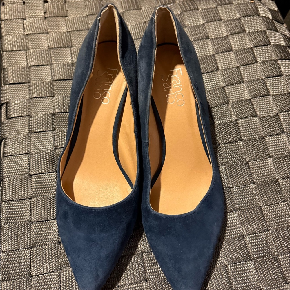 Franco Sarto Navy Suede Heels